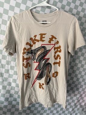 WWE Cream T-Shirt with Black & Brown Snake and Red Lightning